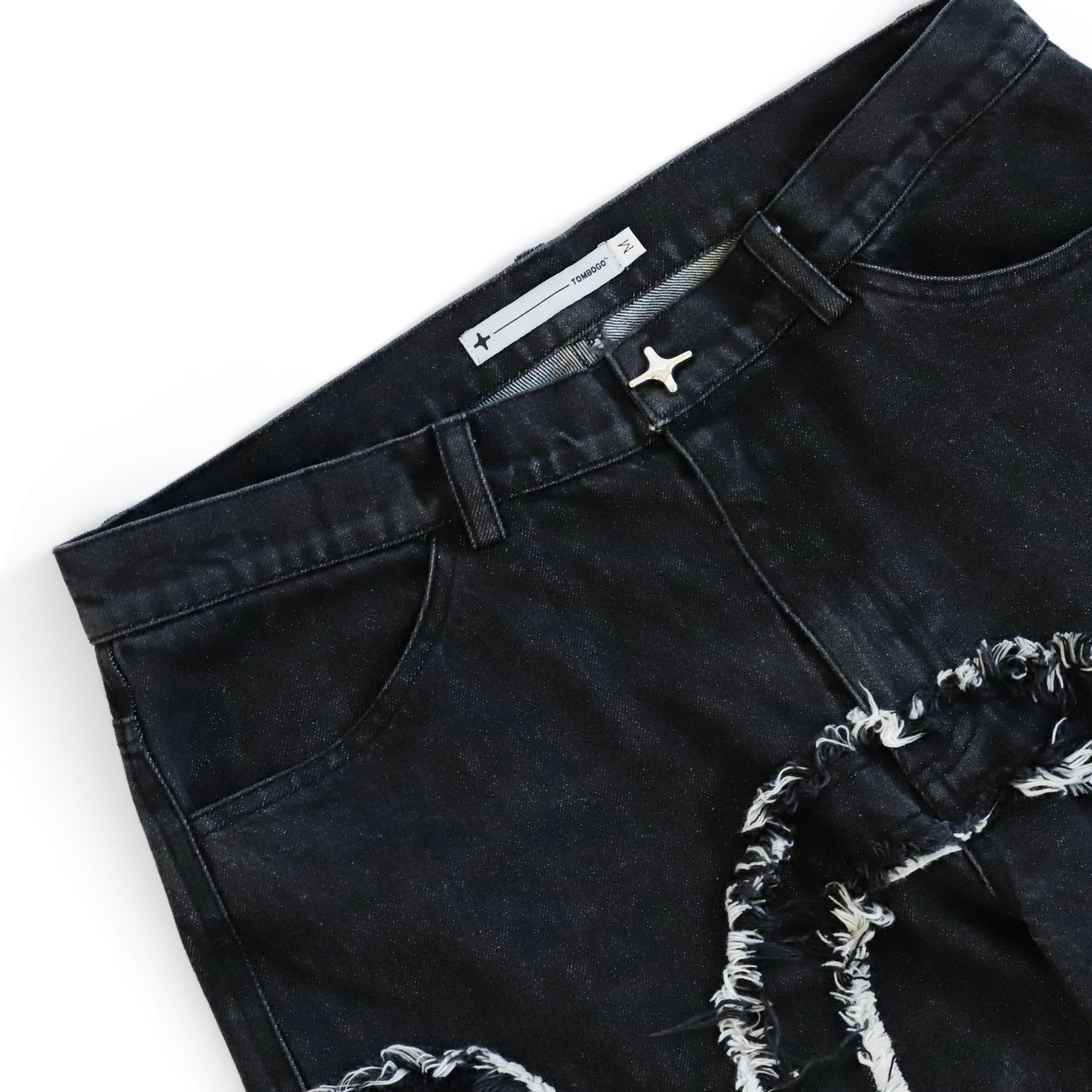 CUT OUT FRAYED DENIM CARGOS